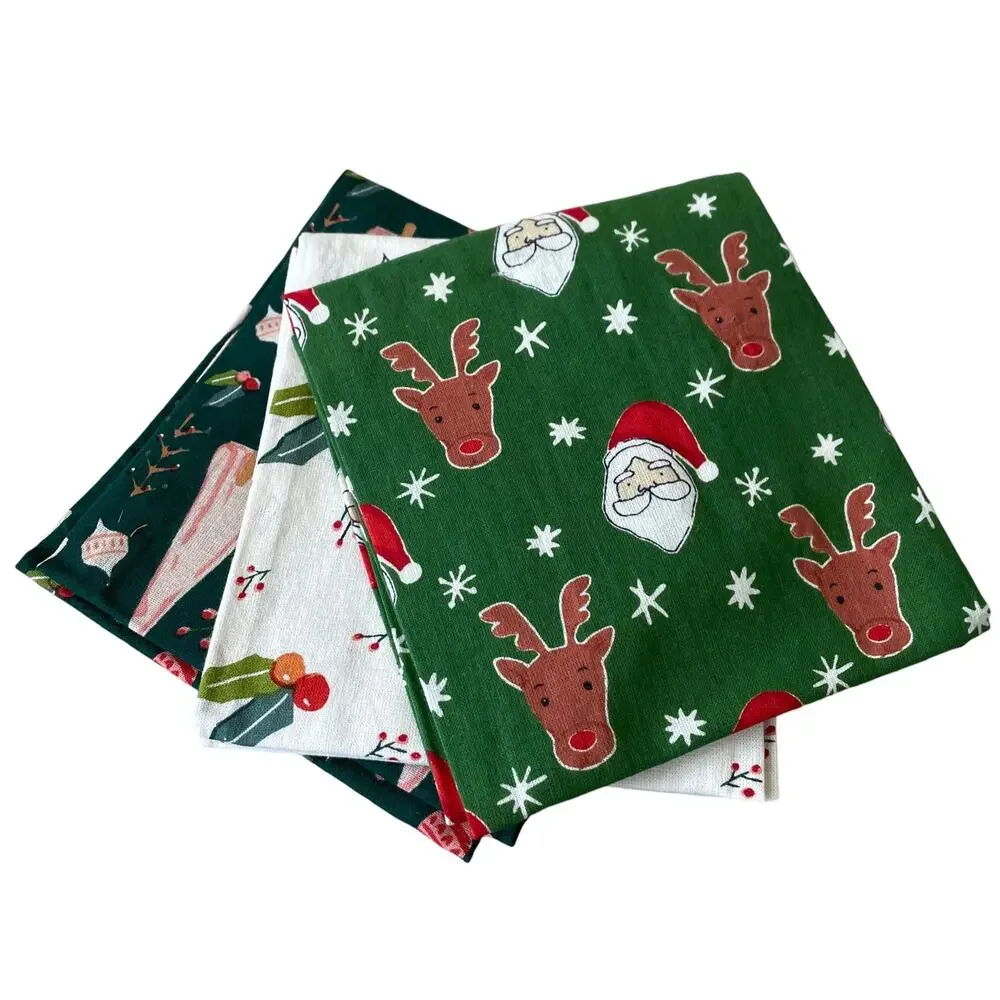 MAHOGANY Set of 3 Christmas Holiday Printed Flour Sack Kitchen Towels New
